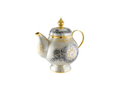 Серебряный чайник с позолотой и чернением «Астра» классический 